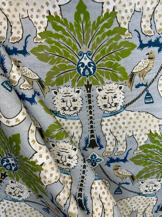 Happy Jaguar - Palm Trees - Birds - Cheetah - Novelty Fabric