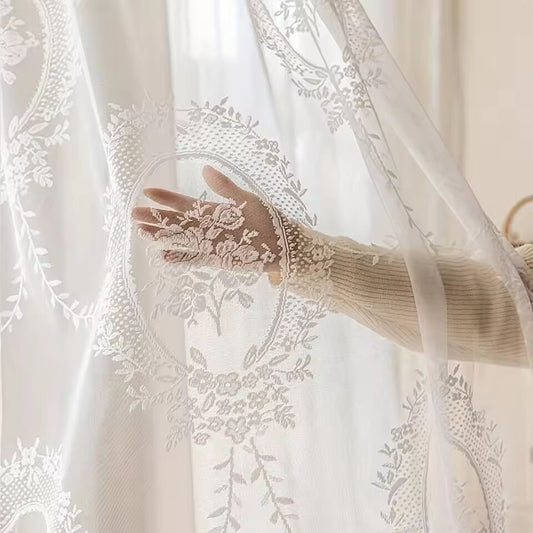 1pc Elegant Single Layer Floral Patterned Sheer Drape, for Living Room,Bedroom Light Filtering,creating a beautiful indoor room