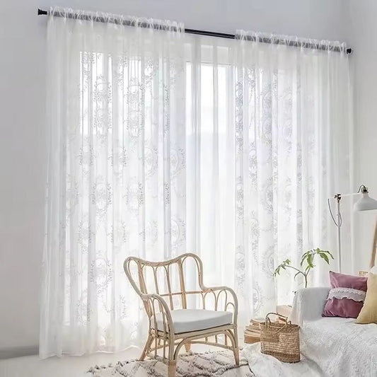 1pc Elegant Single Layer Floral Patterned Sheer Drape, for Living Room,Bedroom Light Filtering,creating a beautiful indoor room